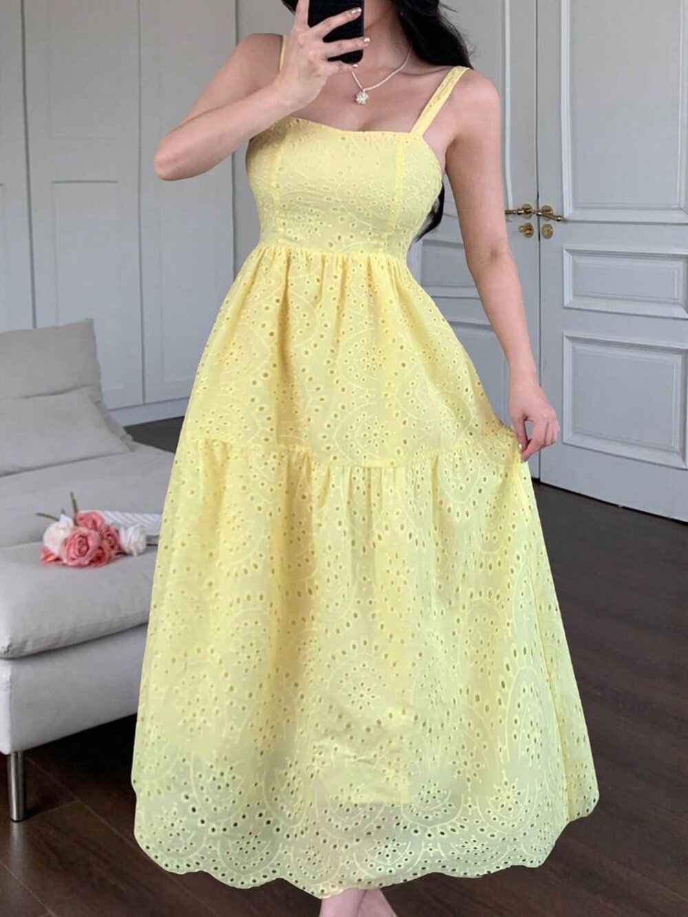 Yellow Boho Women's Casual Long Sundress - Picture 6 of 9